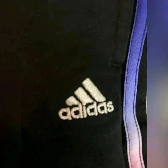 BNWOT Girl’s Adidas Sweats in Black w  Pink,Purple, Blue and Yellow Side Stripe - Picture 8 of 10